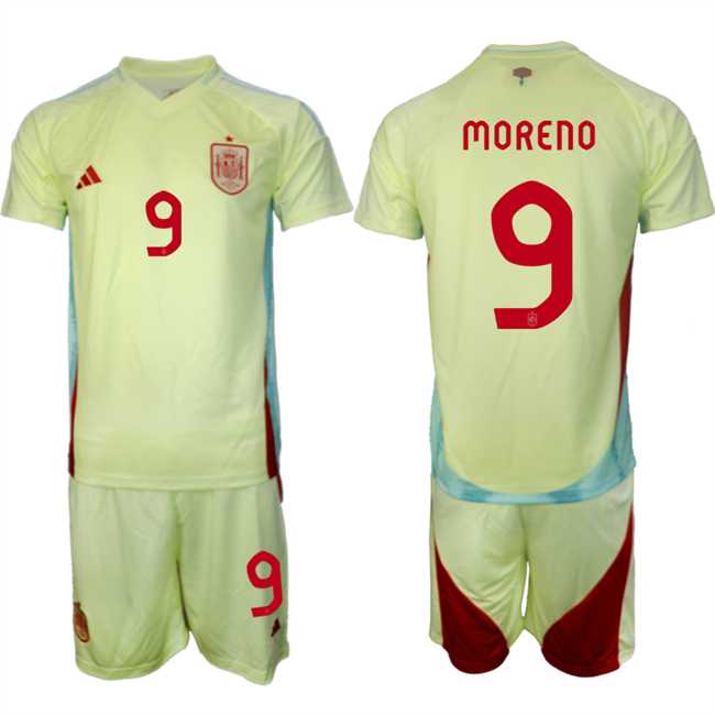 Men's Spain Team #9 Gerard Moreno 2024-25 Yellow Away Soccer Jersey Suit,We sell and wholesale Men's Spain Team #9 Gerard Moreno 2024-25 Yellow Away Soccer Jersey Suit on line form chian!